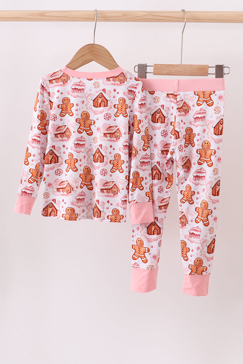 Abby & Evie
Pink gingerbread house bamboo pajmas romper