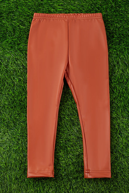 RUST FAUX LEATHER LEGGINGS