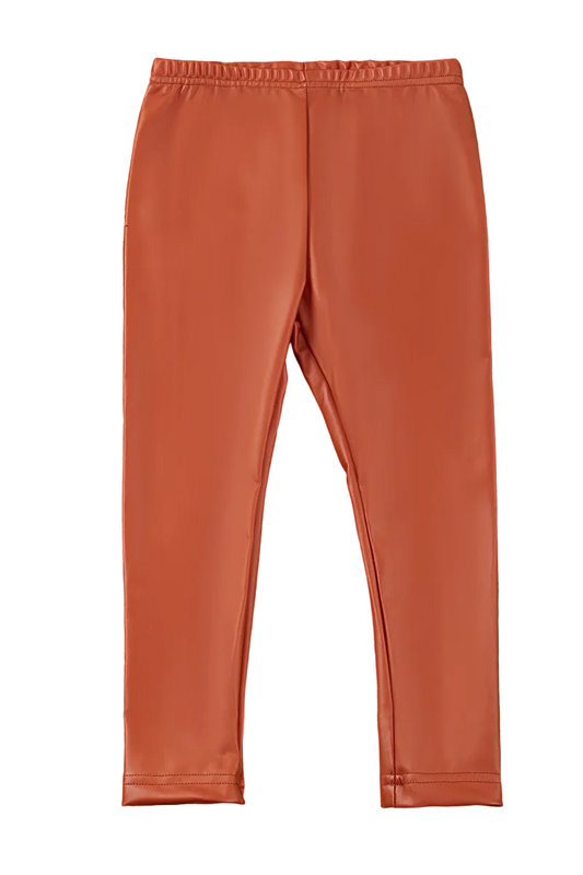RUST FAUX LEATHER LEGGINGS