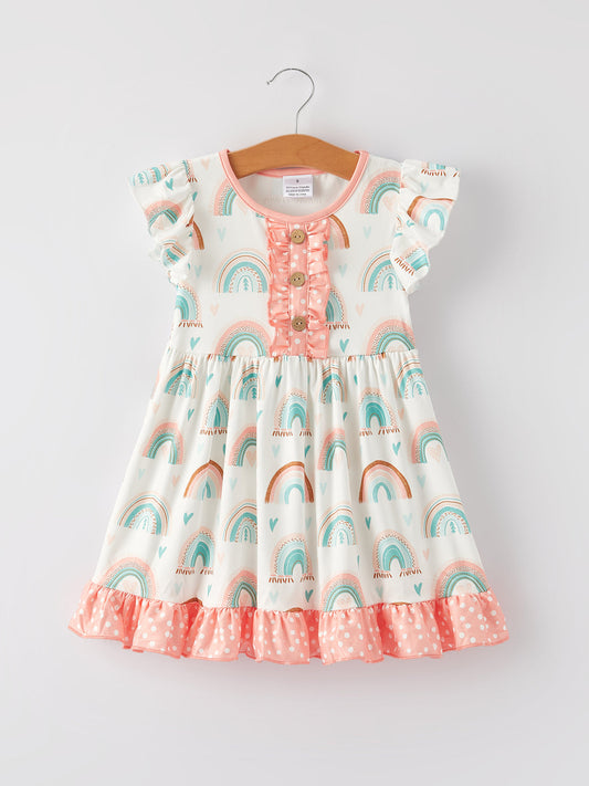 Heart Rainbow Ruffle Dress