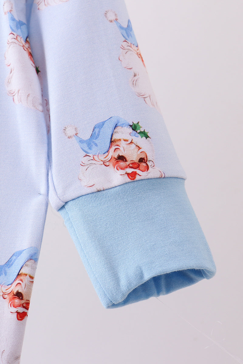 Abby & Evie
Blue santa bamboo pajama zipper romper