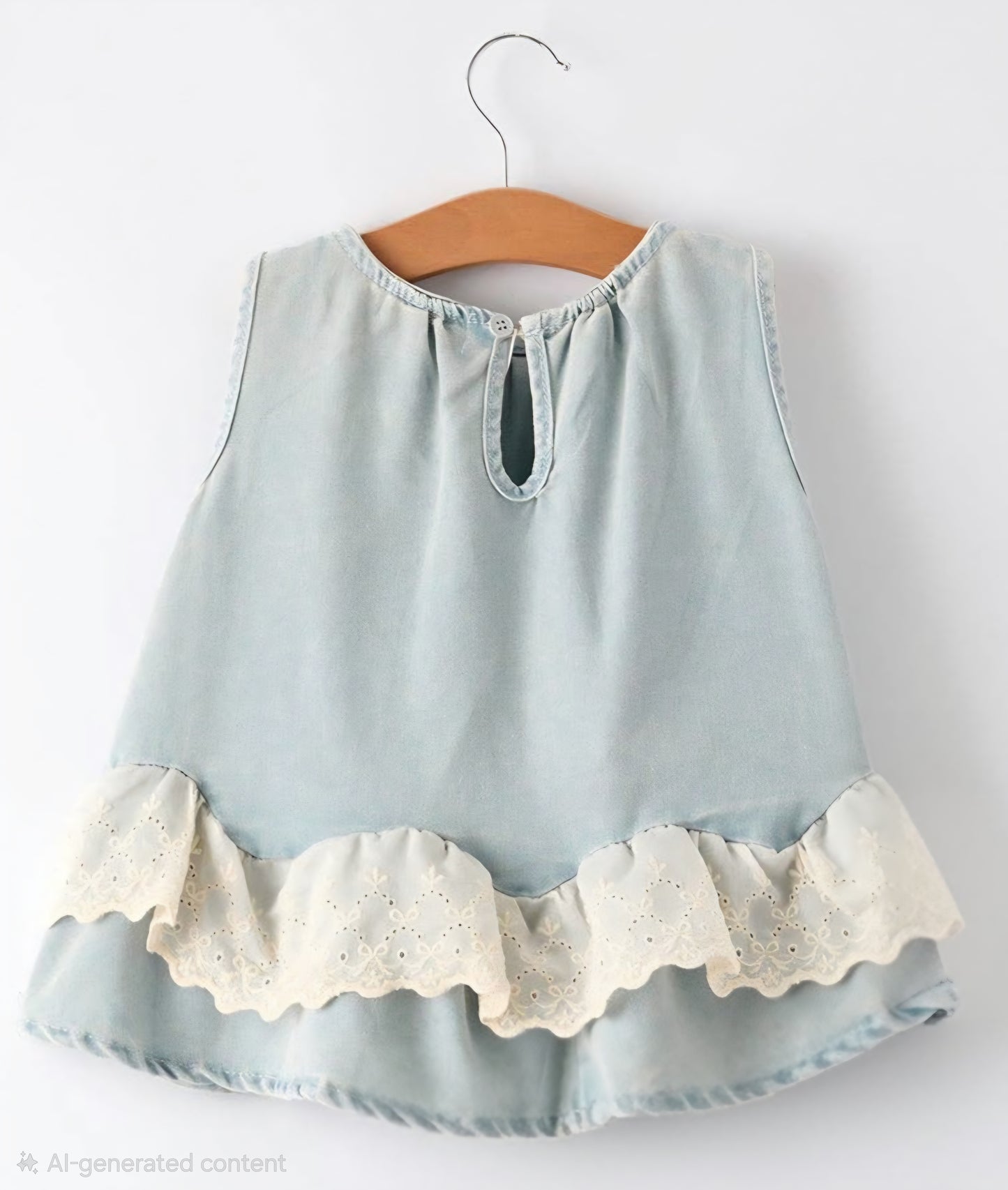 Summer Light Color Denim Lace Sleeveless Top