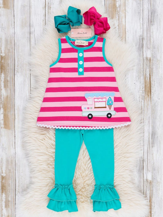 Striped Embroidered Ice Cream Truck Outfit