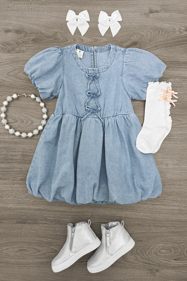 Blue Denim Bow Dress