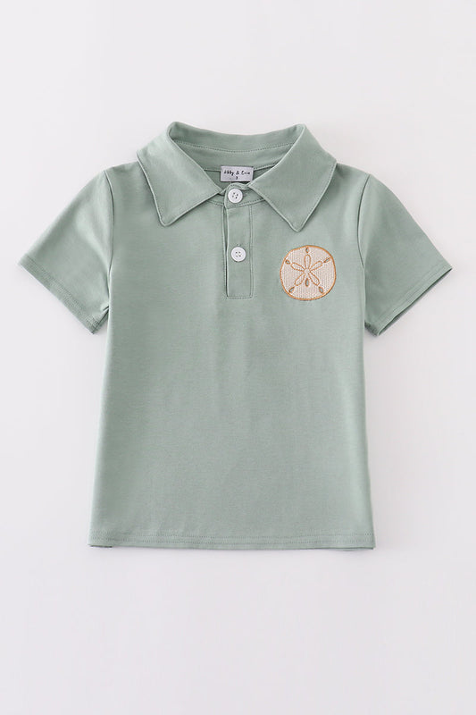 Abby & Evie
Sage sand dollar embroidery boy shirt