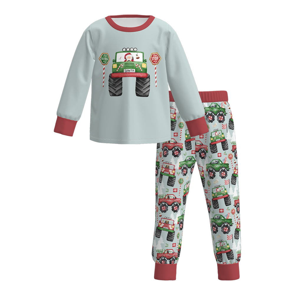 Boys Santa Monster Truck Pajama Set