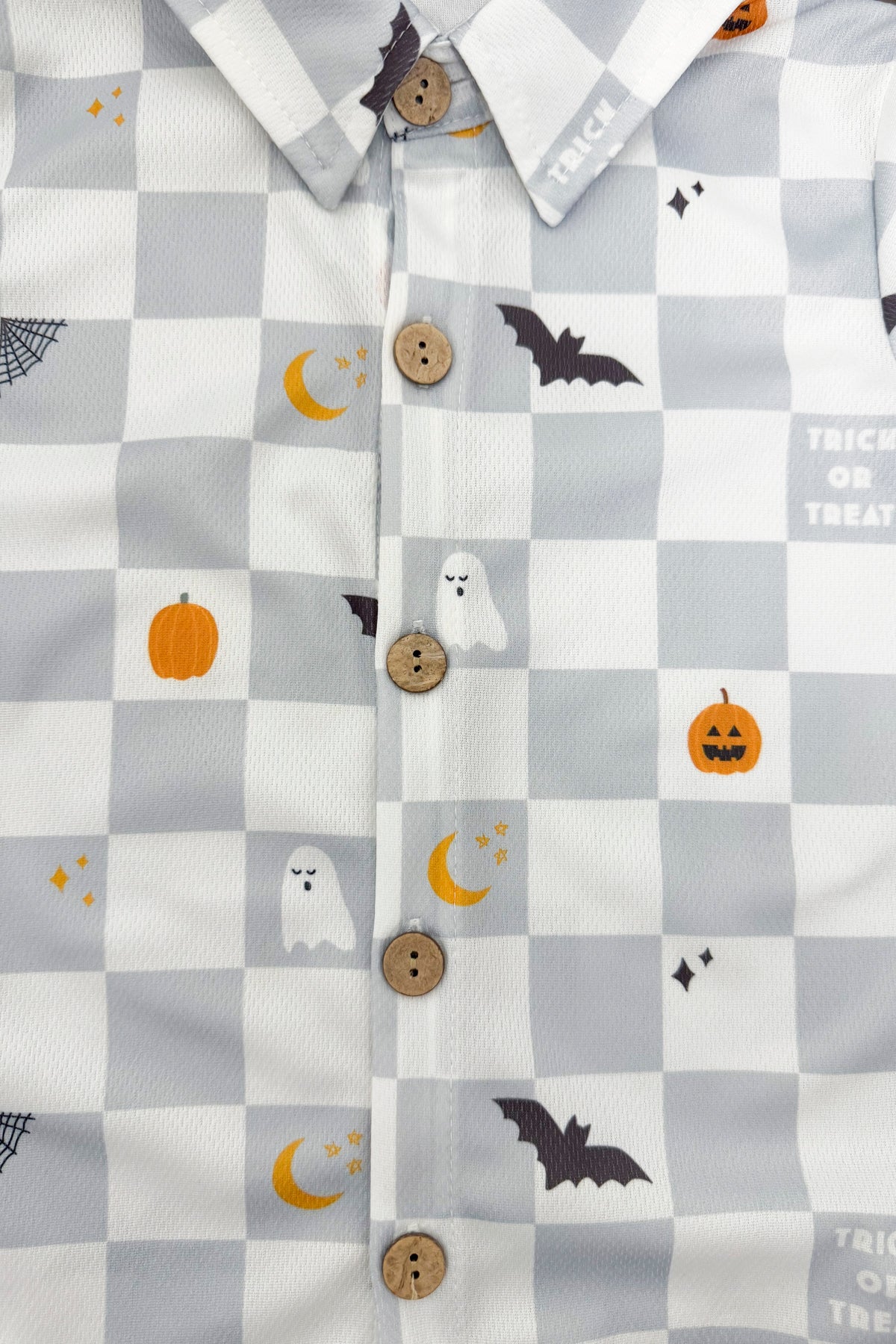 Trick Or Treat Checkered Button Down Top