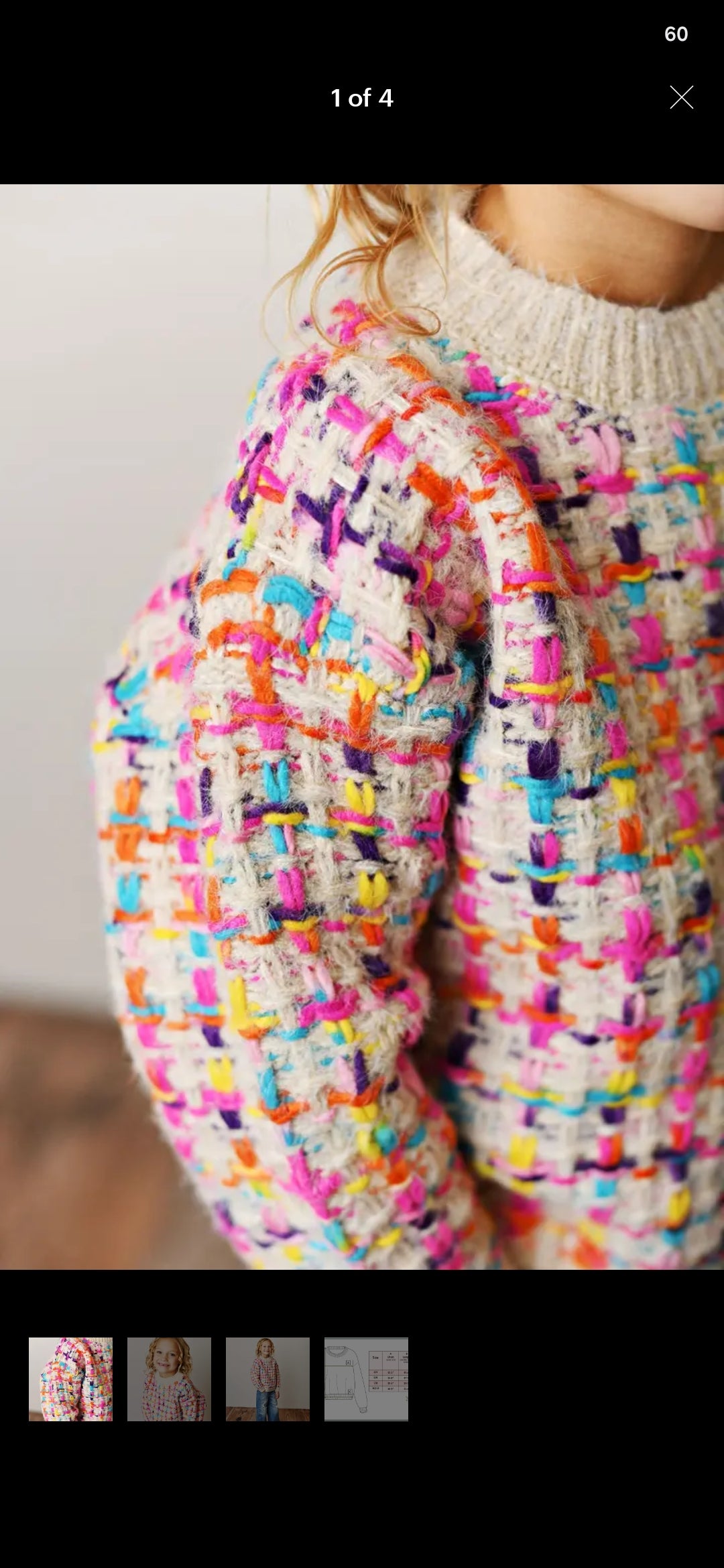 Rainbow Knit Textured Crew Sweater