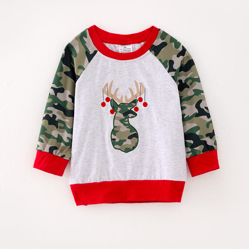 Boys Deer Ornament Christmas Applique Top