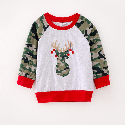Boys Deer Ornament Christmas Applique Top