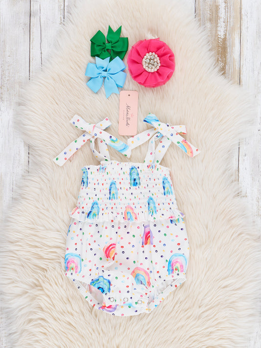 Smocked Rainbow Dreams Tie Bubble