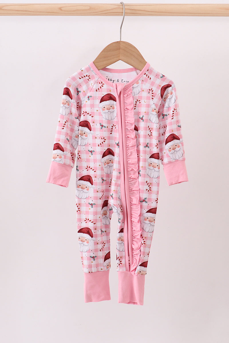 Abby & Evie
Pink santa claus bamboo pajamas zipper romper