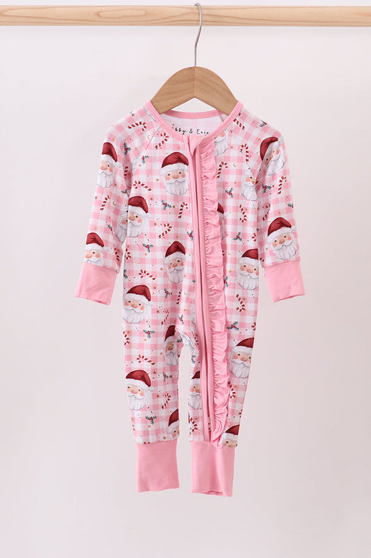 Abby & Evie
Pink santa claus bamboo pajamas zipper romper