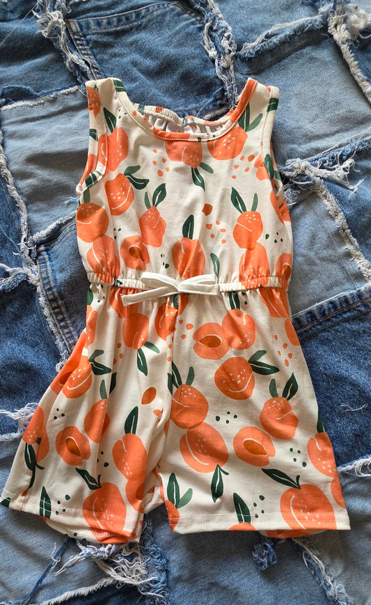Peach Print Girls Jumpsuit