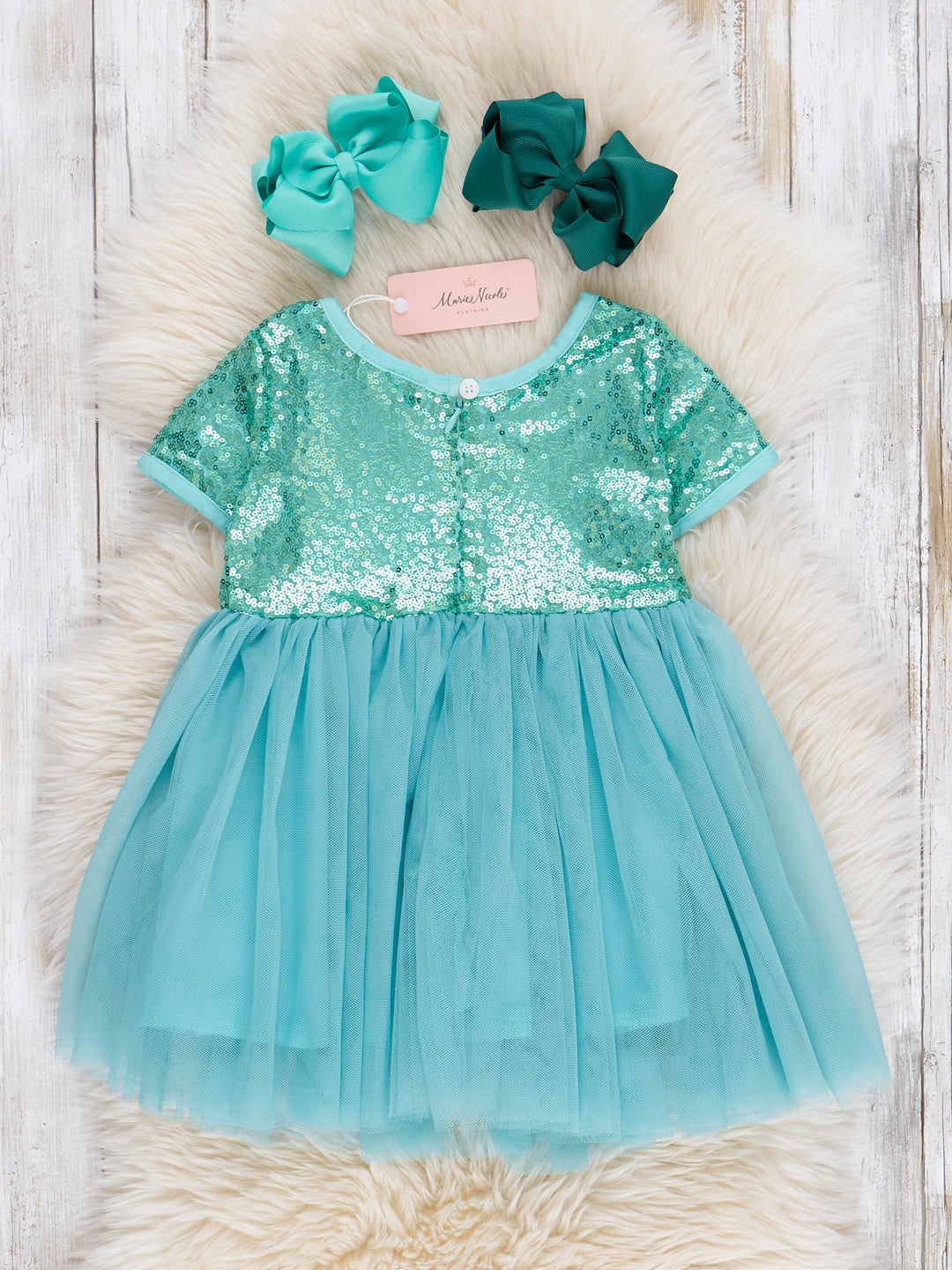 Teal Sparkly Tulle Swing Dress