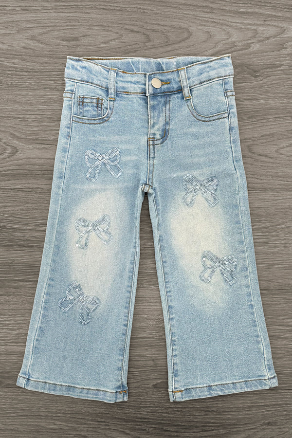 Sequin Bow Denim Pants