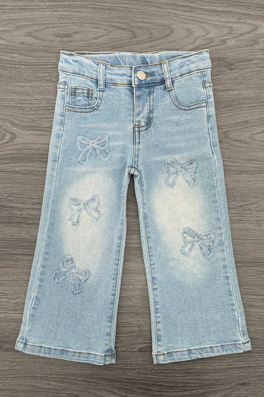 Sequin Bow Denim Pants