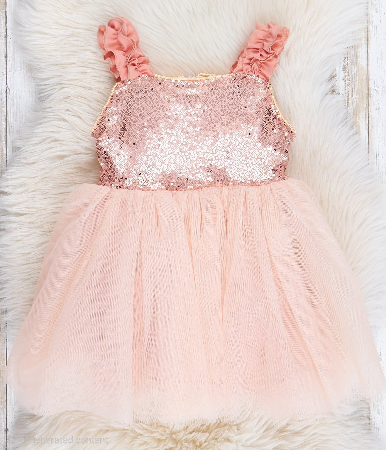 Rose Gold Ruffle Sparkle Party Dress