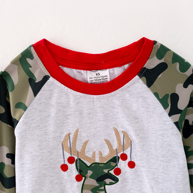 Boys Deer Ornament Christmas Applique Top