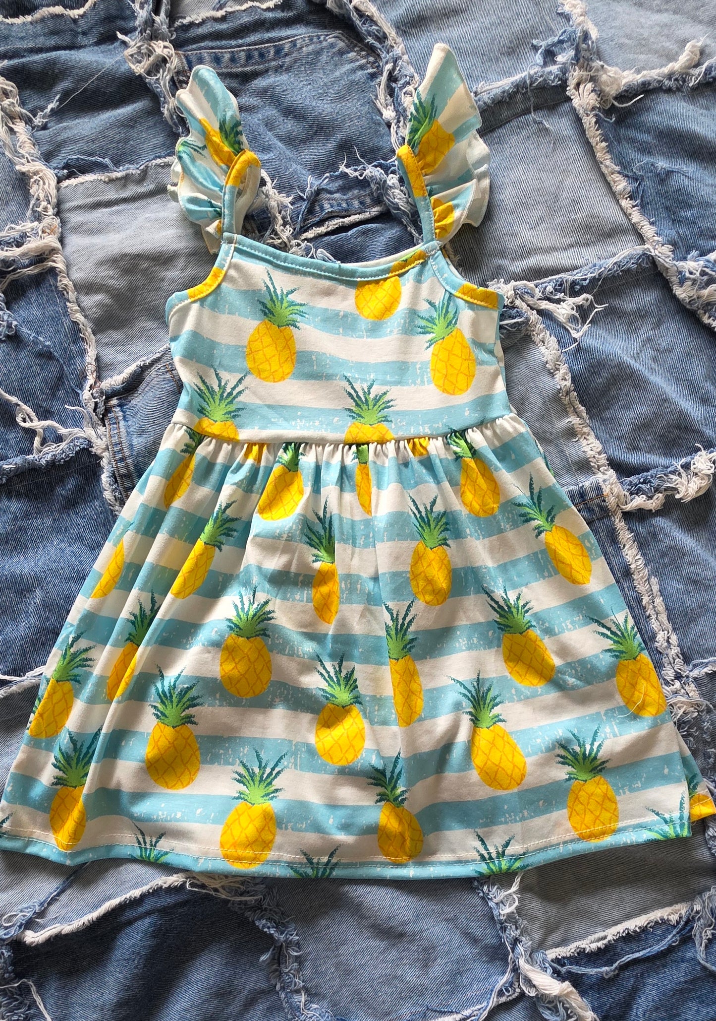 Girls Bleached Stripe Pineapple Dress
