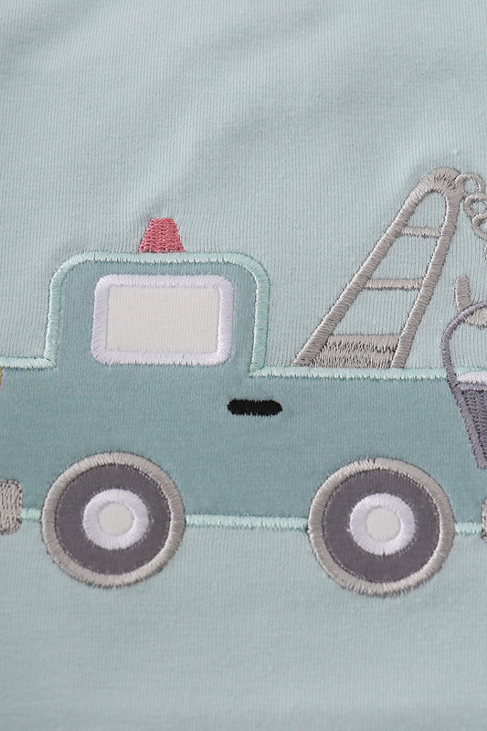 Abby & Evie
Blue crane truck applique bubble