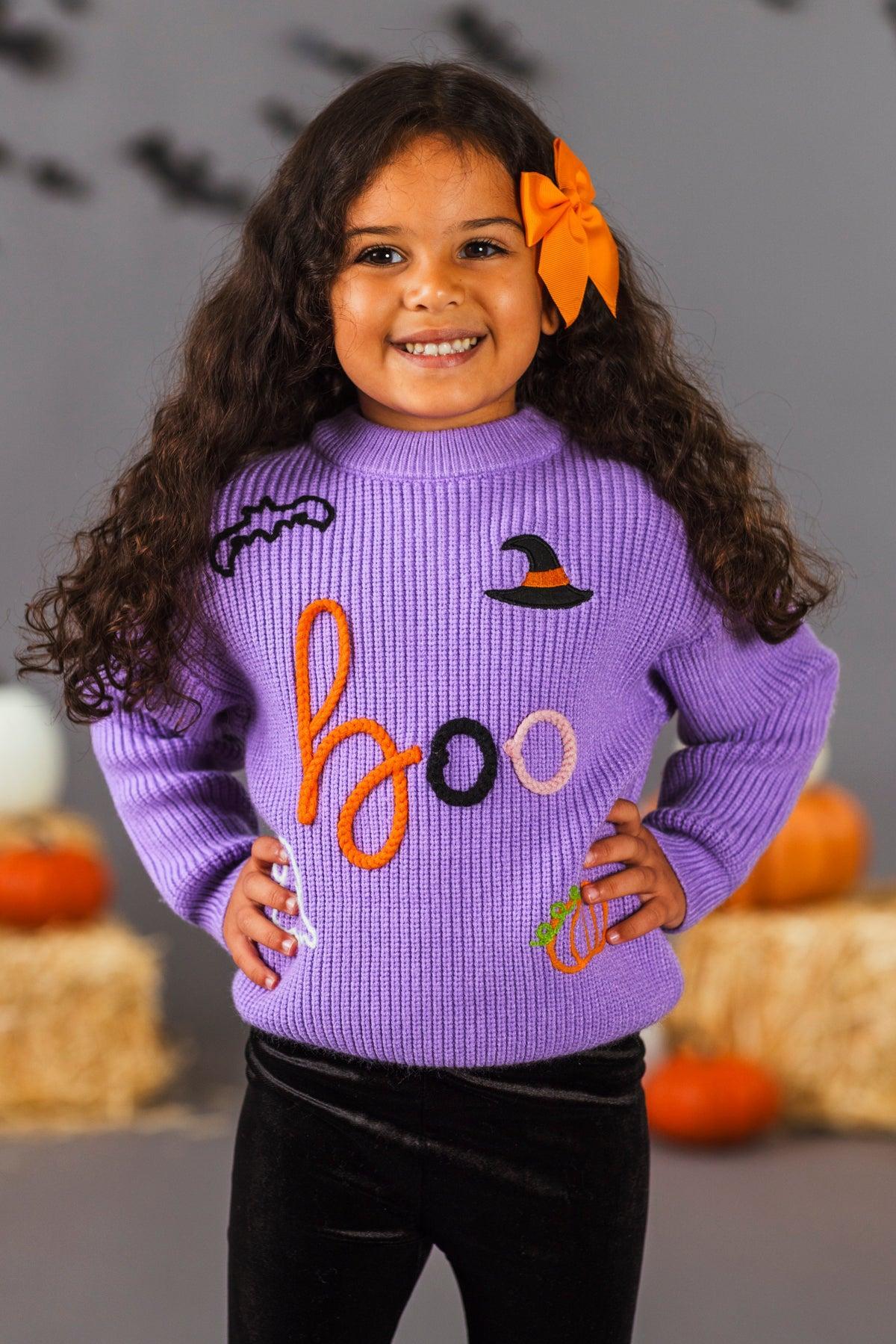"Boo" Purple Knit Sweater Bell Bottom Set
