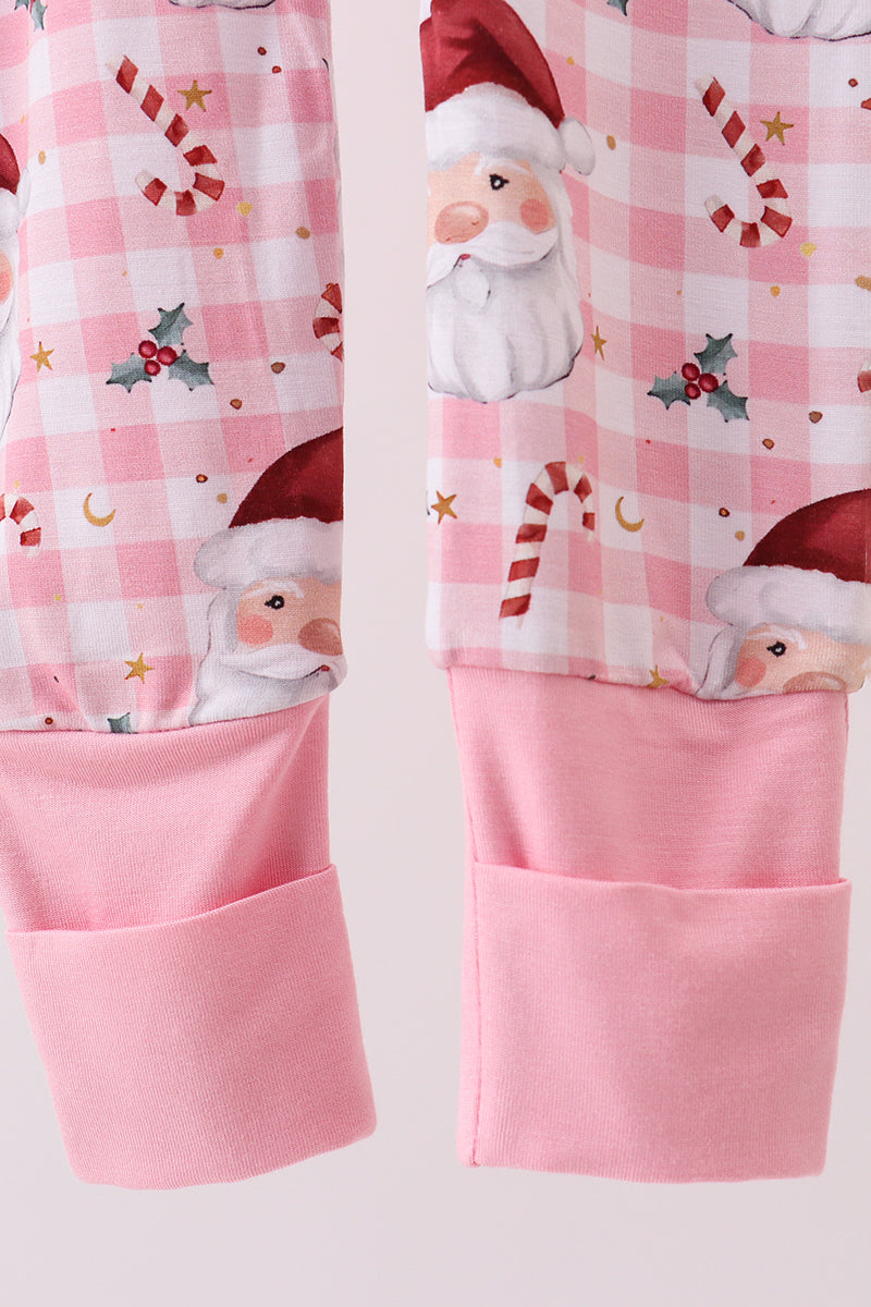 Abby & Evie
Pink santa claus bamboo pajamas zipper romper