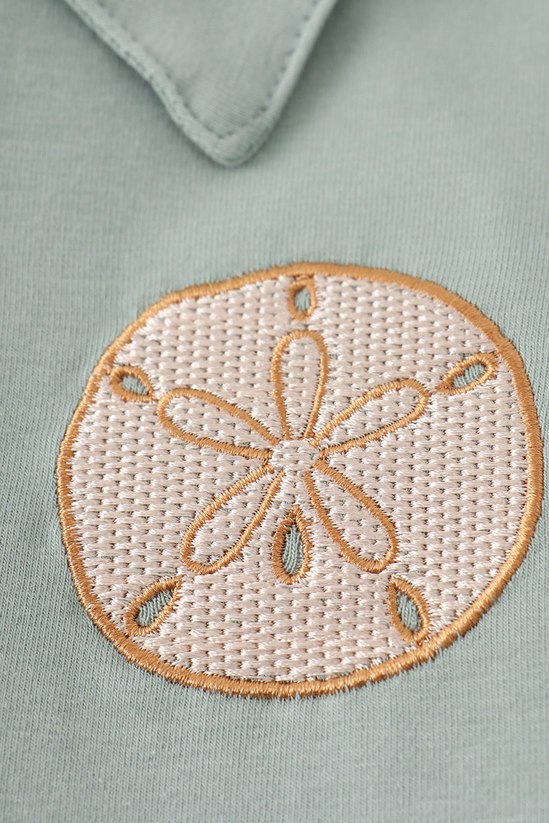Abby & Evie
Sage sand dollar embroidery boy shirt