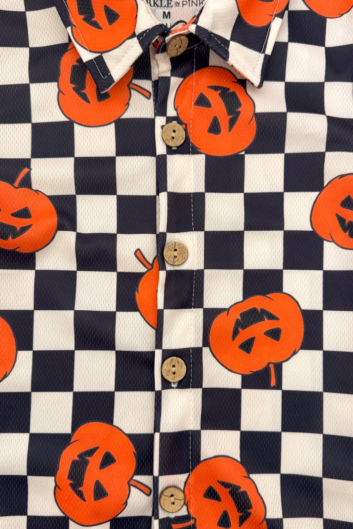 Checkered Jack-O'-Lantern Button Down Top