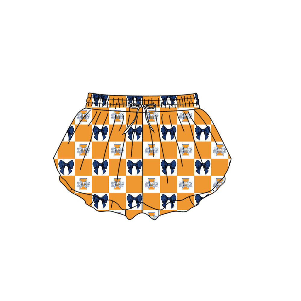Illini Plaid Bow Active Shorts