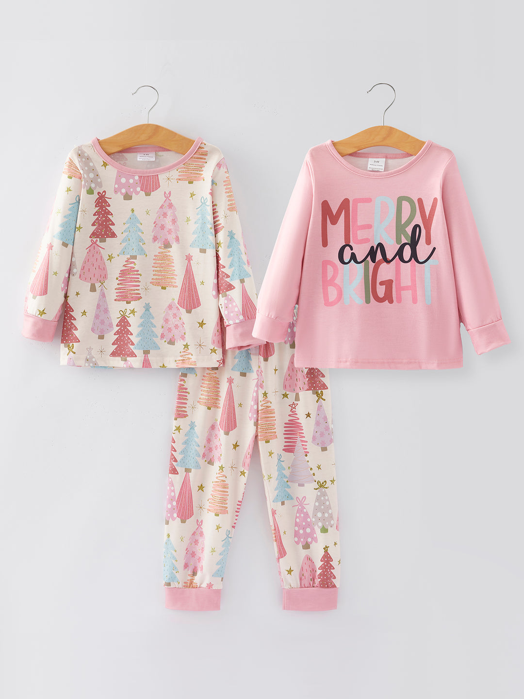 Girls Christmas Letter 3 Piece Print Pajamas Set