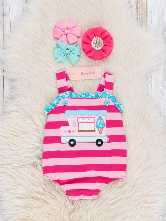 Striped Embroidered Ice Cream Truck Bubble