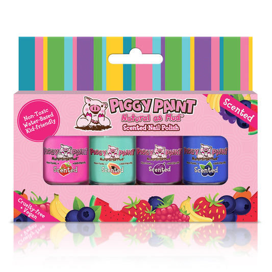 Piggy Paint Scented Fruit Fairy 4 Polish - Gift Set - Kids Non-toxic Nail Polish