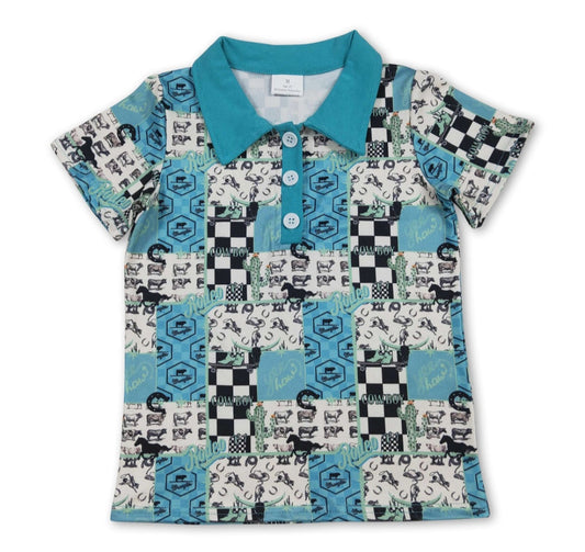 Short Sleeve Cow Cactus Polo