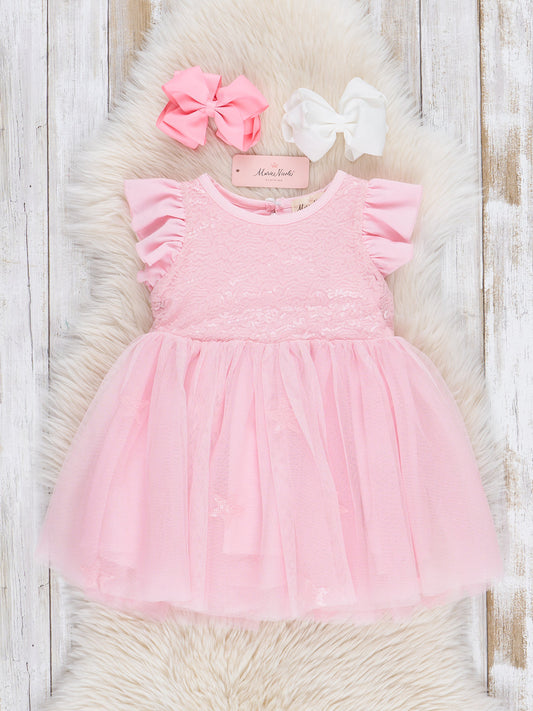 Pink Starry Flutter Tulle Dress