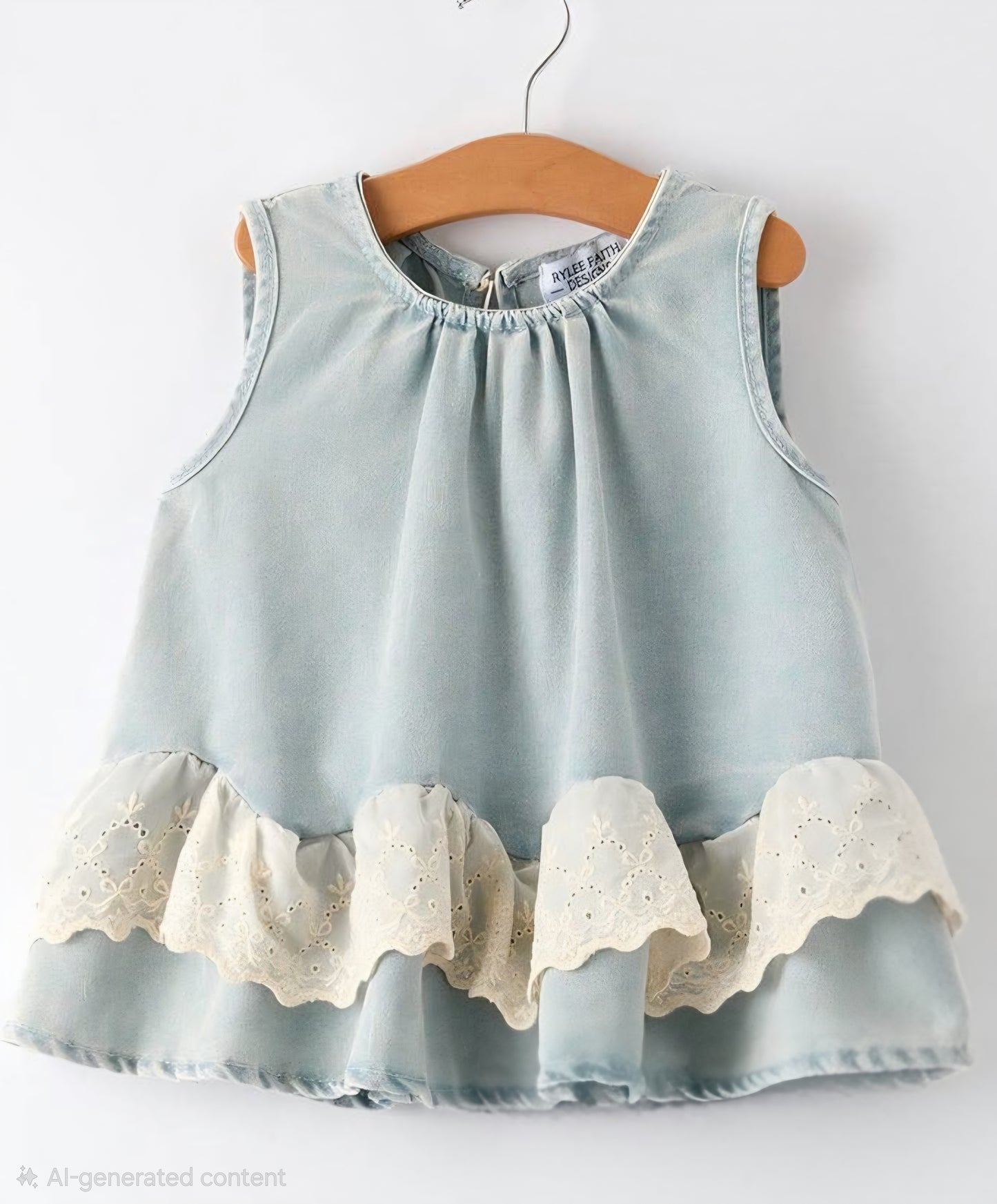 Summer Light Color Denim Lace Sleeveless Top