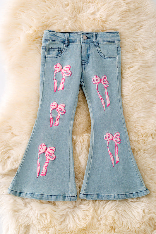 Coquette bow denim jeans