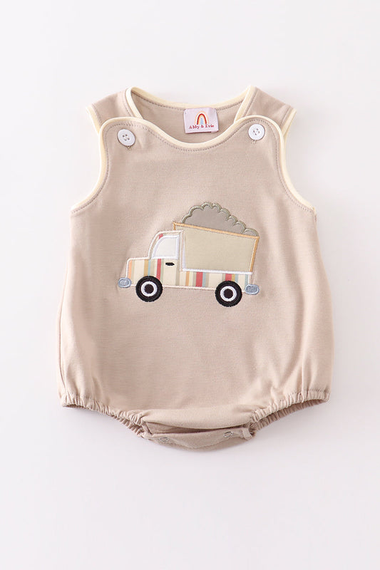 Abby & Evie
Khaki truck applique bubble