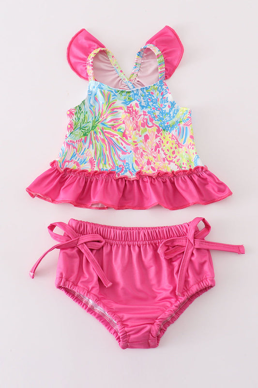Abby & Evie
Pink tropical floral girl swimsuit set