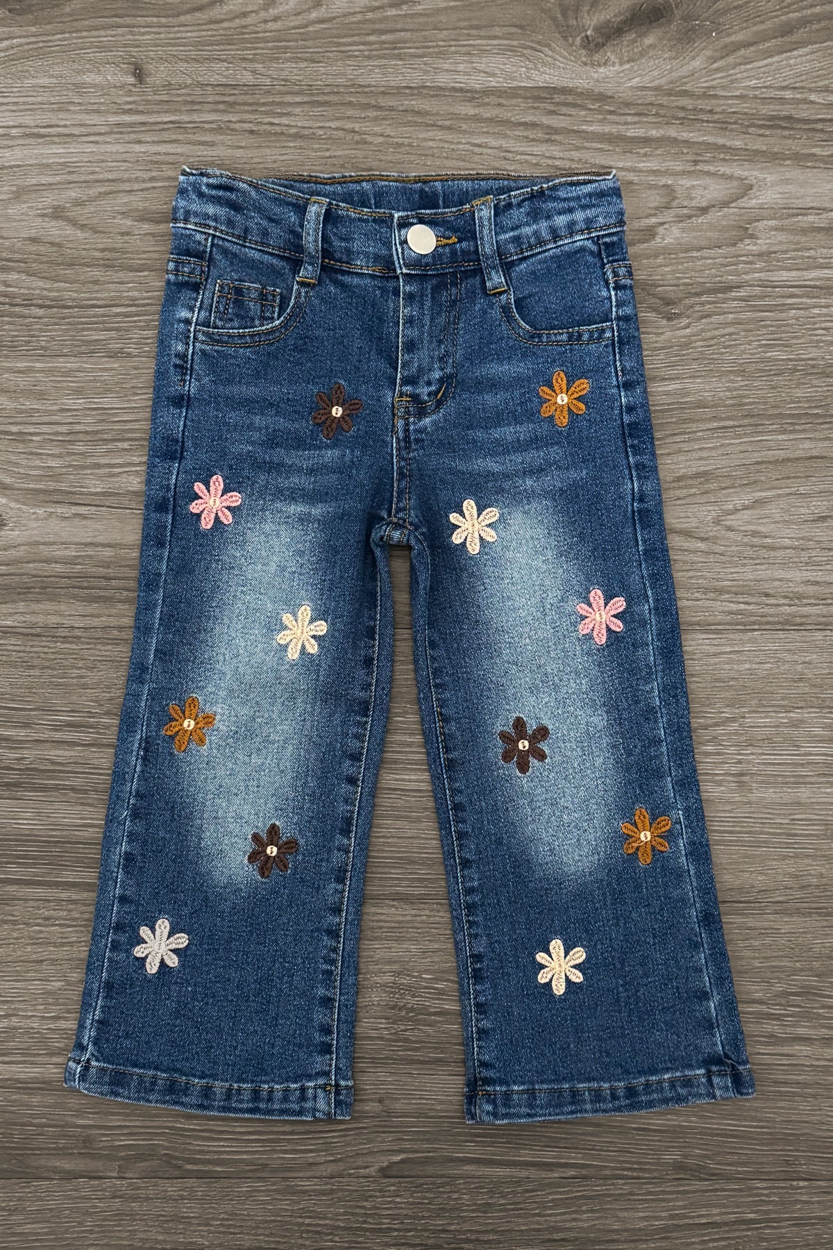 Cream Flower Print Denim Pant Set