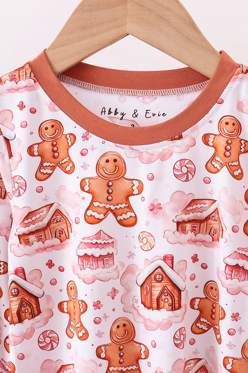Abby & Evie
Brown gingerbread house bamboo pajmas romper
