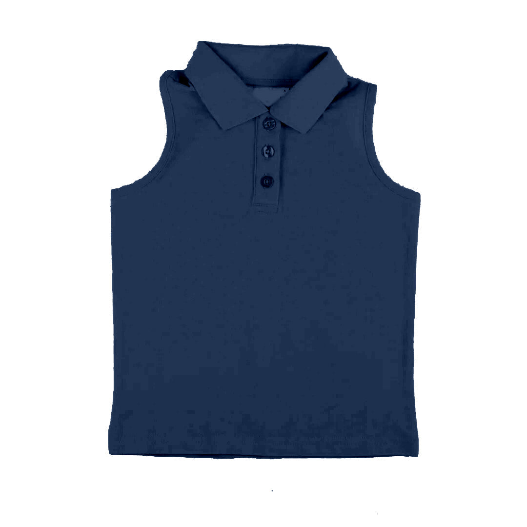 Navy sleeveless activewear polo shirt