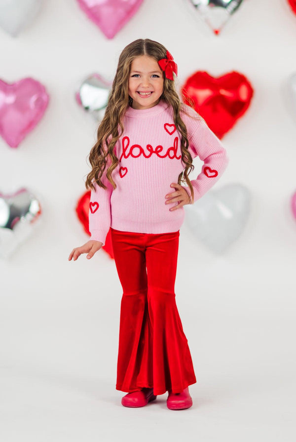 "Loved" Knit Sweater Bell Bottom Set