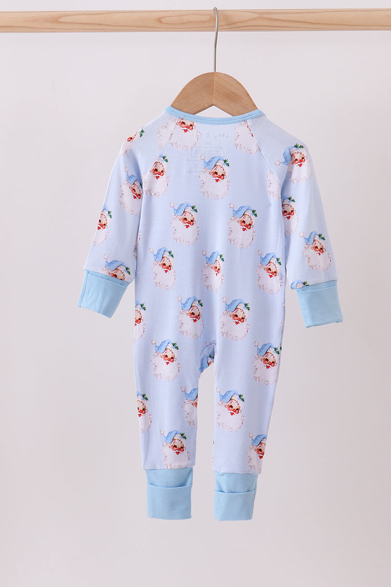 Abby & Evie
Blue santa bamboo pajama zipper romper
