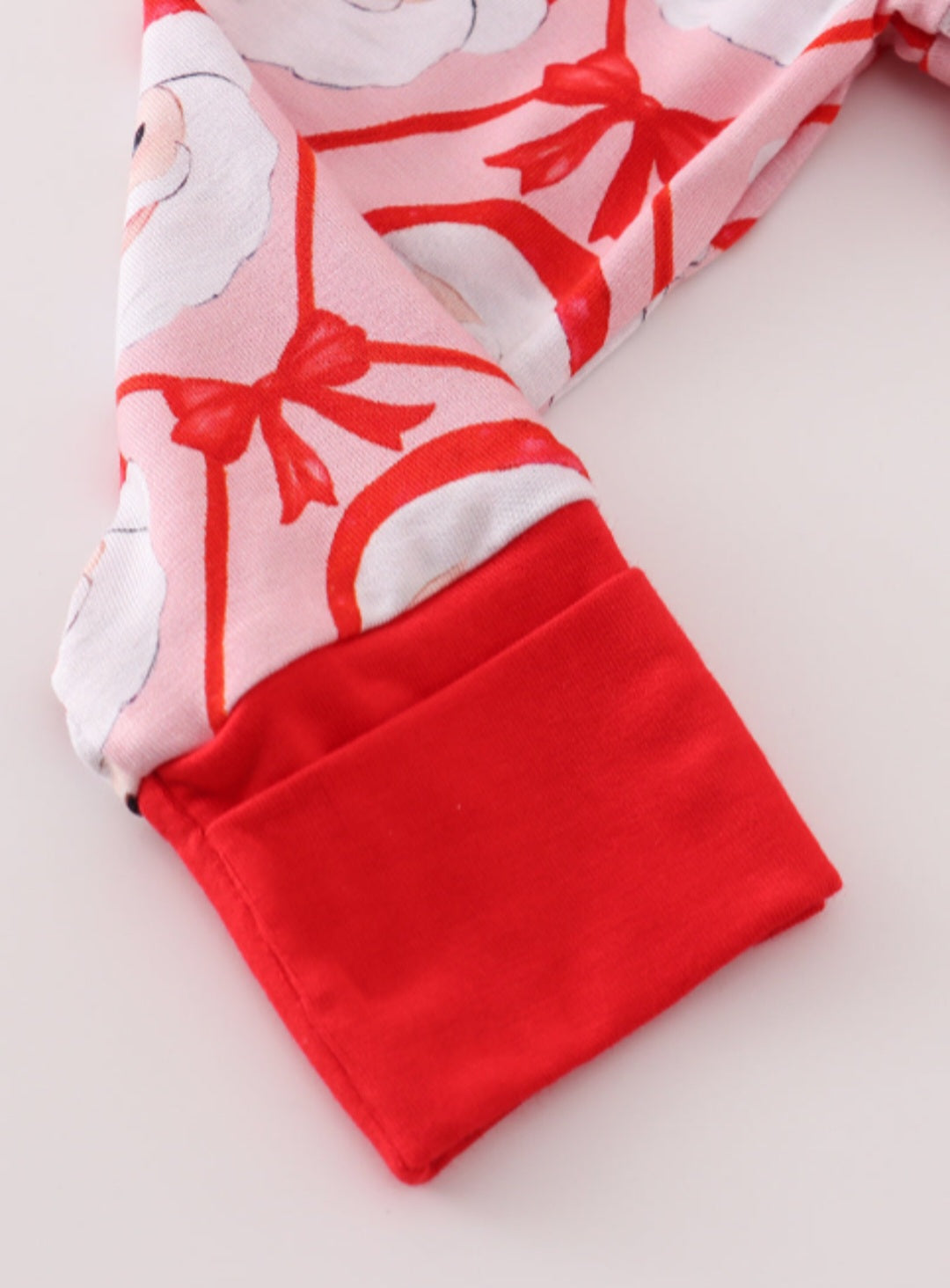 Red santa claus print bamboo pajamas ruffle romper