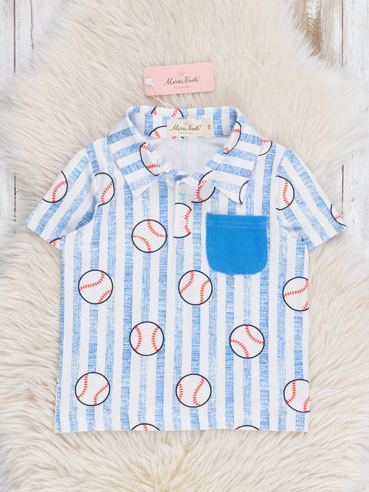 Blue Striped Baseball Shirt