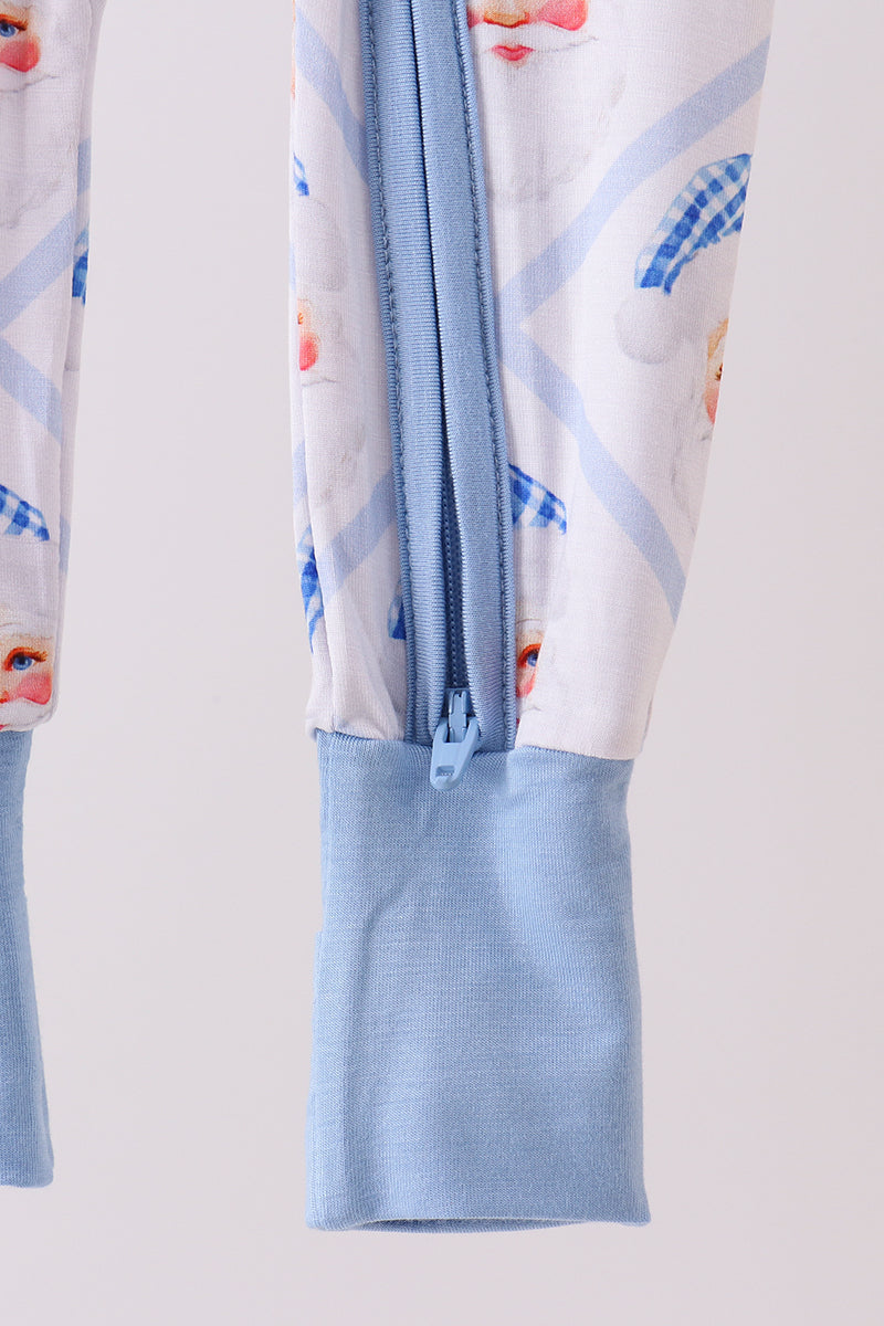 Abby & Evie
Blue santa claus bamboo zipper romper