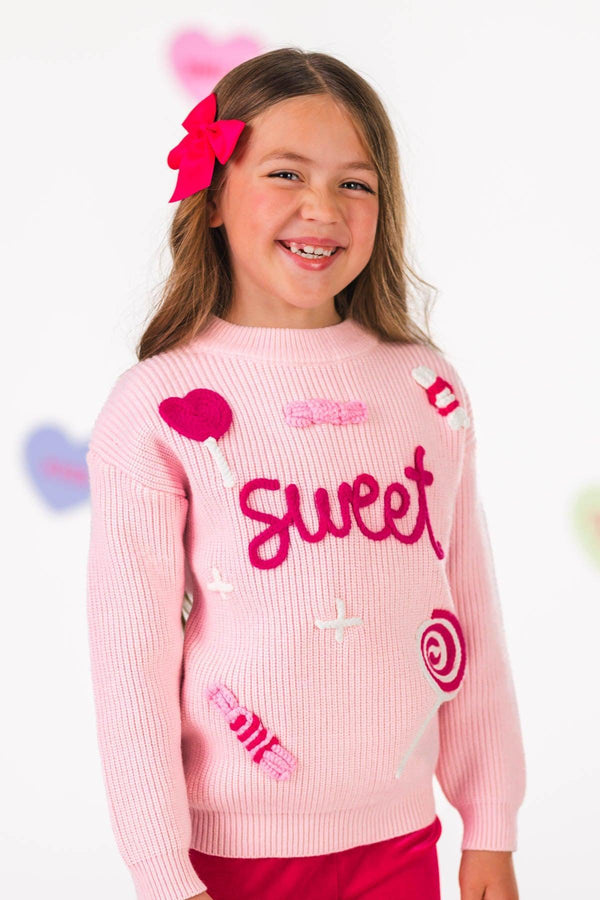 "Sweet" Knit Sweater Pink Bell Bottom Set
