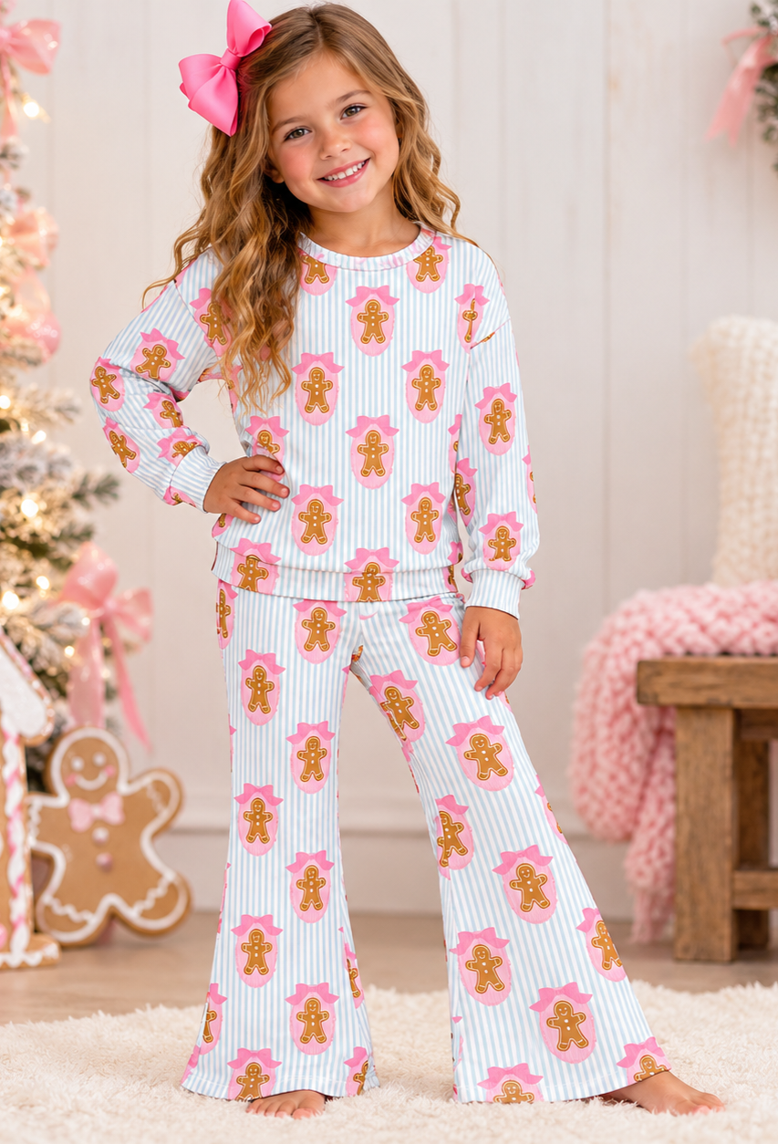 Gingerbread Bow Flare Pant Set