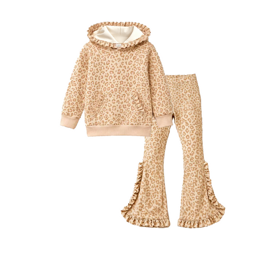 Leopard Ruffle Hoodie Set
